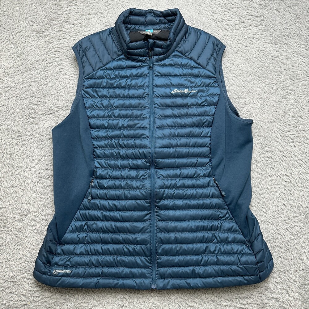 First Ascent Puffer Vest Womens XL Blue StormDown 800 Fill Eddie Bauer